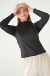 Kadın Sweatshirt-Ön Fermuarlı Uzun Kol Sweat 8334A Siyah -rulem