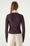 Kadın Sweatshirt-Ön Şeritli Fermuarlı Sweat 8325A Mürdüm -rulem