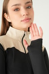 Kadın Sweatshirt-Ön Şeritli Fermuarlı Sweat 8325A Siyah -rulem