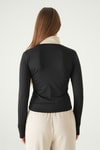 Kadın Sweatshirt-Ön Şeritli Fermuarlı Sweat 8325A Siyah -rulem
