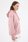 Kadın Sweatshirt-Pembe Kadın Peluş Kanguru Cepli Kapüşonlu Sweatshirt 3061A-rulem