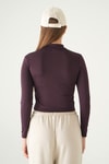 Kadın Sweatshirt-Şeritli Fermuarlı Sweat 8326A Mürdüm -rulem