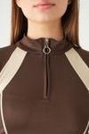 Kadın Sweatshirt-Şeritli Fermuarlı Sweat 8326A Kahve -rulem