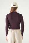 Kadın Sweatshirt-Şeritli Fermuarlı Sweat 8326A Mürdüm -rulem