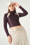 Kadın Sweatshirt-Şeritli Fermuarlı Sweat 8326A Mürdüm -rulem