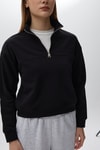 Kadın Sweatshirt-Siyah Dik Yaka Önü Fermuar Detaylı Kadın Sweatshirt 3110A-rulem