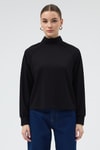Kadın Sweatshirt-Siyah Dik Yaka Reglan Kol Kadın Sweat 8252A-rulem