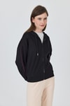 Kadın Sweatshirt-Siyah Fermuarlı Kapüşonlu Şerit Detaylı Sweatshirt 3045-rulem