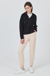 Kadın Sweatshirt-Siyah Fermuarlı Kapüşonlu Şerit Detaylı Sweatshirt 3045-rulem
