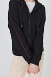 Kadın Sweatshirt-Siyah Fermuarlı Kapüşonlu Şerit Detaylı Sweatshirt 3045-rulem