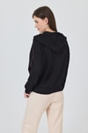 Kadın Sweatshirt-Siyah Fermuarlı Kapüşonlu Şerit Detaylı Sweatshirt 3045-rulem
