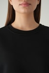 Kadın Sweatshirt-Siyah Kadın Crop Bisiklet Yaka Sweatshirt 9210M-rulem