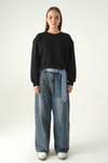 Kadın Sweatshirt-Siyah Kadın Crop Bisiklet Yaka Sweatshirt 9210M-rulem