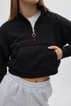 Kadın Sweatshirt-Siyah Kapüşonlu Fermuarlı Cepli Pamuklu Kadın Sweatshirt 3115A-rulem