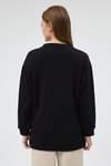 Kadın Sweatshirt-Siyah Nakışlı Bisiklet Yaka Kadın Sweat 3117A-rulem