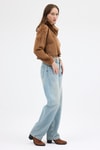 Kadın Sweatshirt-Taba Kadın Peluş Yarım Fermuarlı Crop Sweatshirt 3056A-rulem