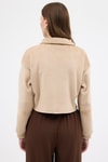 Kadın Sweatshirt-Vizon Kadın Peluş Yarım Fermuarlı Crop Sweatshirt 3056A-rulem