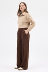 Kadın Sweatshirt-Vizon Kadın Peluş Yarım Fermuarlı Crop Sweatshirt 3056A-rulem