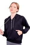 Kadın Sweatshirt-Yarım Fermuar Detay Sweat 9162M Siyah -rulem