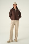 Kadın Sweatshirt-Yarım Fermuarlı Sweat 8249A Kahve -rulem