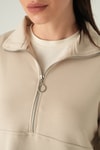 Kadın Sweatshirt-Yarım Fermuarlı Sweat 8249A Bej -rulem