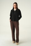 Kadın Sweatshirt-Yarım Fermuarlı Sweat 8249A Siyah -rulem