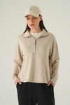 Kadın Sweatshirt-Yarım Fermuarlı Sweat 8249A Bej -rulem