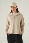 Kadın Sweatshirt-Yarım Fermuarlı Sweat 8249A Bej -rulem