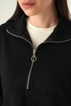 Kadın Sweatshirt-Yarım Fermuarlı Sweat 8249A Siyah -rulem