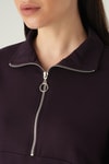 Kadın Sweatshirt-Yarım Fermuarlı Sweat 8249A Mürdüm -rulem