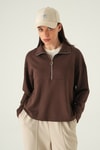 Kadın Sweatshirt-Yarım Fermuarlı Sweat 8249A Kahve -rulem