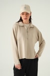 Kadın Sweatshirt-Yarım Fermuarlı Sweat 8249A Bej -rulem