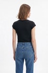 Kadın Tişört-511 Bisiklet Yaka Slim Fit Tişört Siyah -rulem