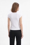 Kadın Tişört-511 Bisiklet Yaka Slim Fit Tişört Beyaz -rulem