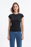 Kadın Tişört-511 Bisiklet Yaka Slim Fit Tişört Siyah -rulem
