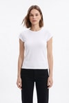 Kadın Tişört-511 Bisiklet Yaka Slim Fit Tişört Beyaz -rulem