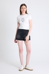 Kadın Tişört-Beyaz Ayıcık İşlemeli Slim Fit Crop Tişört 2217-rulem