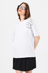 Kadın Tişört-Beyaz Göğüs Yazı Baskılı Pamuklu Oversize Tişört 2150-31M-rulem