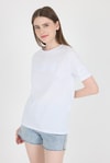 Kadın Tişört-Beyaz Kabartma Yazılı Relaxed Fit Tişört 25209-rulem