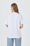 Kadın Tişört-Beyaz Yazı Baskılı Oversize Pamuklu Tişört 2150-32M-rulem