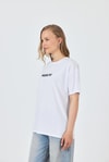 Kadın Tişört-Beyaz Yazı Baskılı Pamuklu Oversize Tişört 2150-6M-rulem
