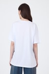 Kadın Tişört-Beyaz Yazı Baskılı Pamuklu Oversize Tişört 2150-3M-rulem