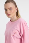 Kadın Tişört-Bisiklet Yaka Nakışlı Tişört 2150-16M Pembe -rulem