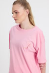 Kadın Tişört-Bisiklet Yaka Nakışlı Tişört 2150-16M Pembe -rulem