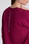 Kadın Tişört-Bordo Arka Yazı Baskılı Kalpli %100 Pamuk Oversize Tişört 2150-33M-rulem
