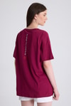 Kadın Tişört-Bordo Arka Yazı Baskılı Kalpli %100 Pamuk Oversize Tişört 2150-33M-rulem