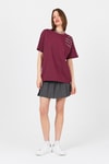 Kadın Tişört-Bordo Göğüs Yazı Baskılı Pamuklu Oversize Tişört 2150-31M-rulem