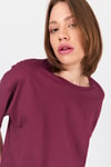 Kadın Tişört-Bordo Omuz Yazı Baskılı %100 Pamuk Oversize Tişört 2150-30M-rulem