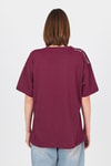 Kadın Tişört-Bordo Omuz Yazı Baskılı %100 Pamuk Oversize Tişört 2150-30M-rulem