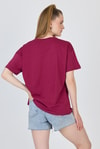 Kadın Tişört-Bordo Oversize Zürafa Baskılı Tişört 2150-12M-rulem